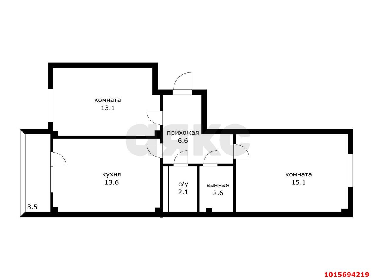 Фото №7: 2-комнатная квартира 56&nbsp;м², 4/5&nbsp;эт. - Краснодар, Прикубанский внутригородской округ, мкр. жилой комплекс Краски, ул. Краеведа Соловьёва, 6