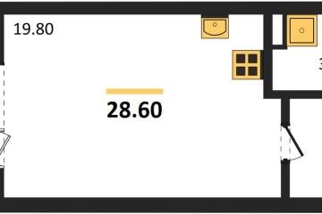 Фото №1: Студия 28 м², 1/3 эт. - Берёзовый, мкр. жилой комплекс Нова Вита, ул. имени А.Н. Лодыгина, 6лит12