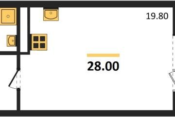 Фото №1: Студия 28 м², 3/3 эт. - Берёзовый, мкр. жилой комплекс Нова Вита, ул. имени А.Н. Лодыгина, 6лит11