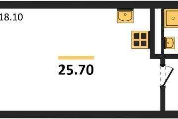 Фото №1: Студия 25 м², 3/3 эт. - Берёзовый, мкр. жилой комплекс Нова Вита, ул. имени А.Н. Лодыгина, 6лит12
