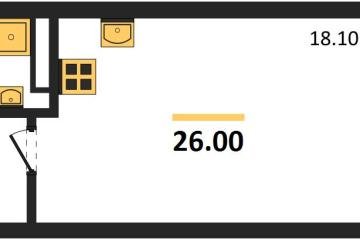 Фото №1: Студия 26 м², 2/3 эт. - Берёзовый, мкр. жилой комплекс Нова Вита, ул. имени А.Н. Лодыгина, 6лит11
