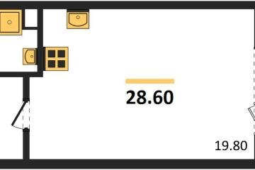 Фото №1: Студия 28 м², 1/3 эт. - Берёзовый, мкр. жилой комплекс Нова Вита, ул. имени А.Н. Лодыгина, 6лит11