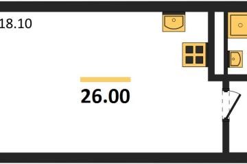 Фото №1: Студия 26 м², 2/3 эт. - Берёзовый, мкр. жилой комплекс Нова Вита, ул. имени А.Н. Лодыгина, 6лит12
