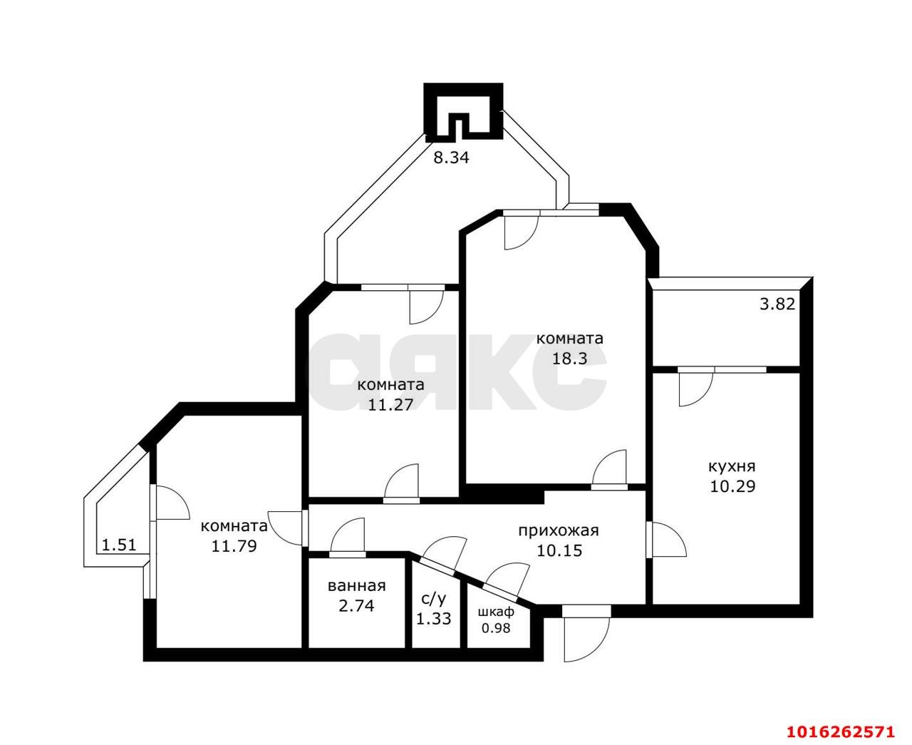 Фото №15: 3-комнатная квартира 80&nbsp;м², 12/14&nbsp;эт. - Краснодар, Западный внутригородской округ, мкр. Юбилейный, пр-кт Чекистов, 33к1