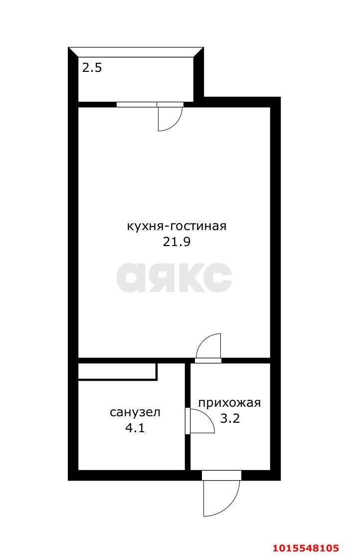 Фото №11: Студия 33&nbsp;м², 8/9&nbsp;эт. - Краснодар, Прикубанский внутригородской округ, мкр. Музыкальный, ул. имени Сергея Есенина, 127/2