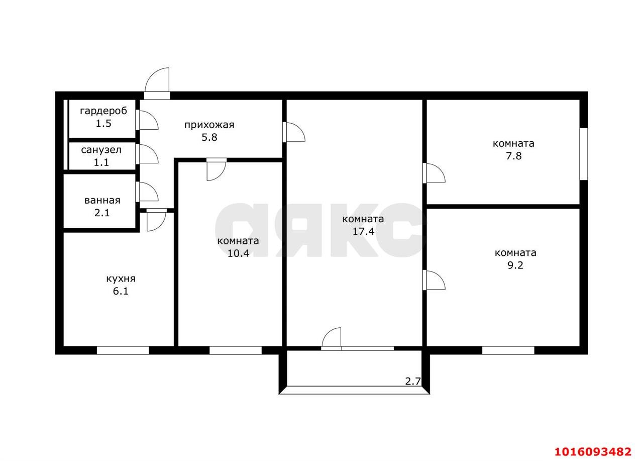 Фото №15: 4-комнатная квартира 67&nbsp;м², 2/5&nbsp;эт. - Краснодар, Карасунский внутригородской округ, мкр. Черёмушки, ул. Селезнёва, 88