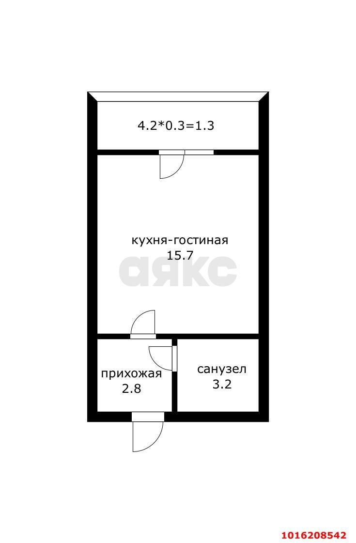 Фото №4: Студия 24&nbsp;м², 1/5&nbsp;эт. - Краснодар, мкр. Прикубанский внутригородской округ, ул. имени В.М. Комарова, 106Бк1