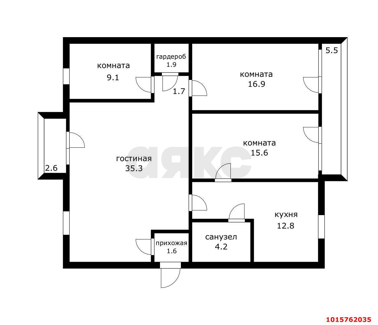 Фото №13: 4-комнатная квартира 98&nbsp;м², 5/5&nbsp;эт. - Динская, ул. Красноармейская, 52А