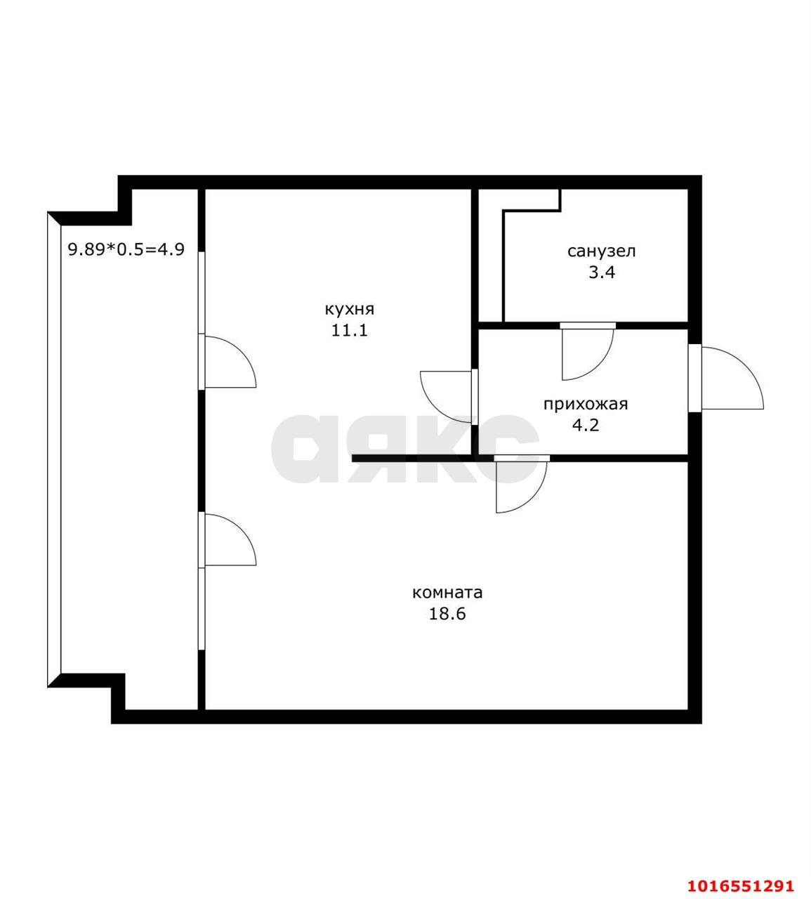 Фото №6: 1-комнатная квартира 37&nbsp;м², 6/9&nbsp;эт. - Краснодар, Центральный внутригородской округ, мкр. Центральный, ул. Ленина, 90/1