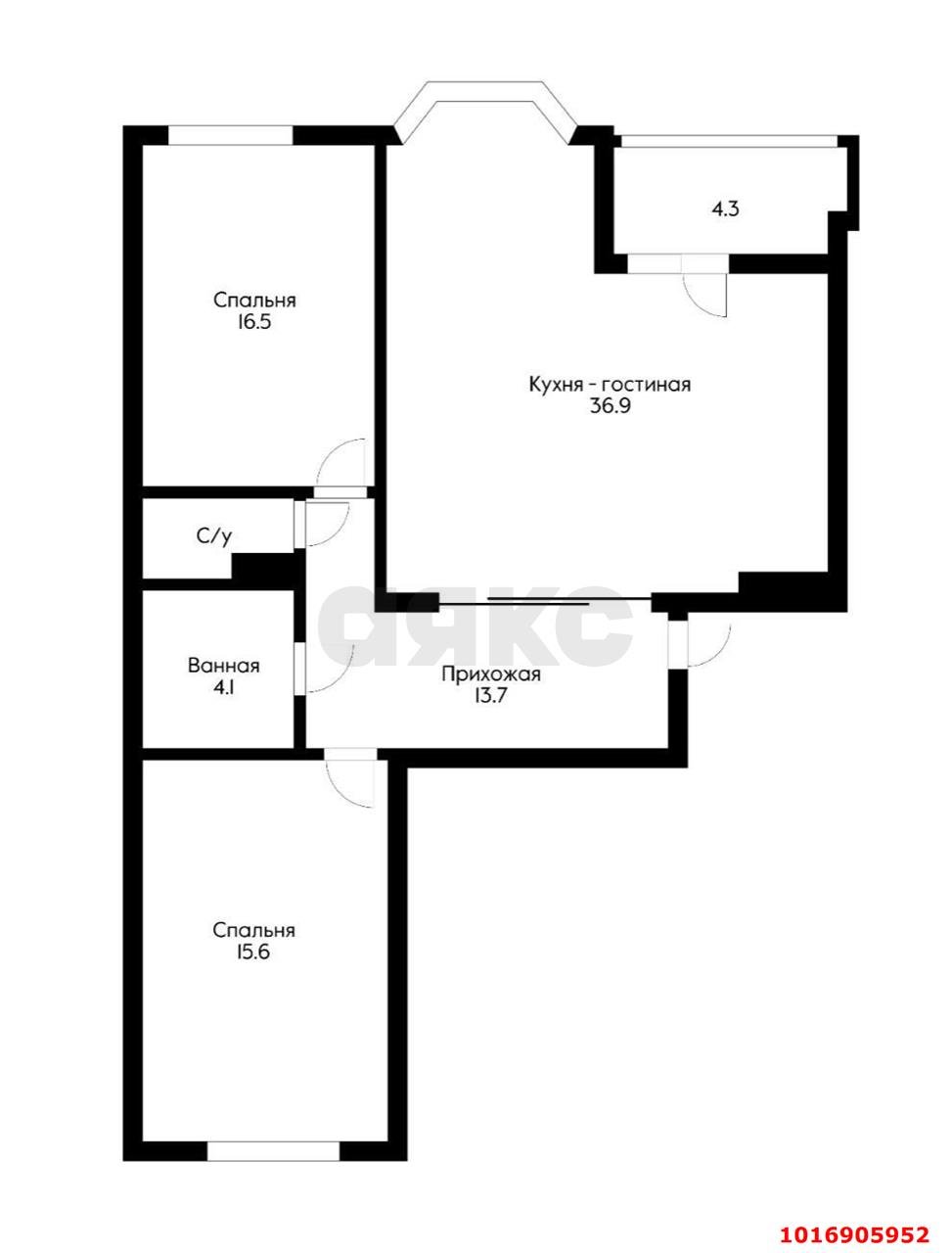 Фото №15: 3-комнатная квартира 91&nbsp;м², 15/24&nbsp;эт. - Краснодар, Центральный внутригородской округ, мкр. Черёмушки, ул. Кубанская, 54
