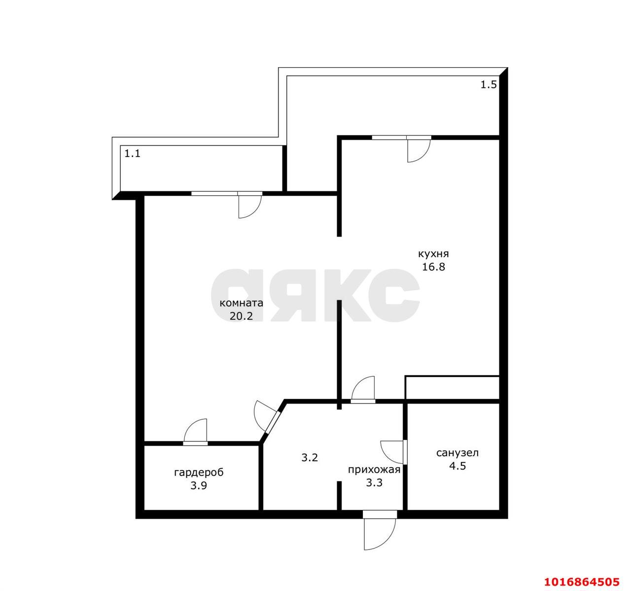 Фото №19: 1-комнатная квартира 60&nbsp;м², 17/22&nbsp;эт. - Краснодар, Карасунский внутригородской округ, мкр. Черёмушки, ул. Селезнёва, 88/1