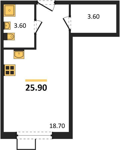 Фото №1: Студия 25&nbsp;м², 2/9&nbsp;эт. - Краснодар, Прикубанский внутригородской округ, мкр. Парк Победы