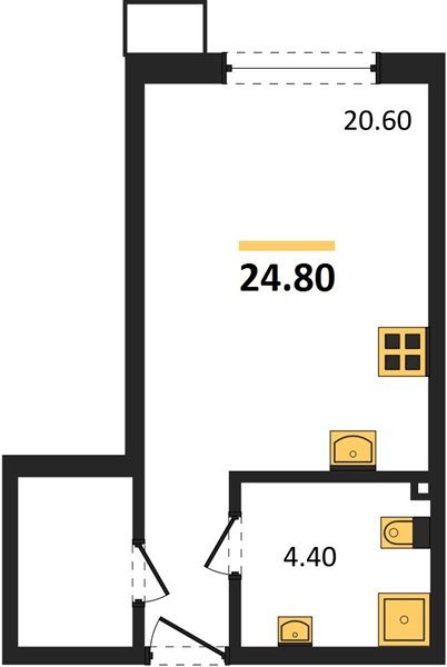 Фото №1: Студия 24&nbsp;м², 2/16&nbsp;эт. - Краснодар, Прикубанский внутригородской округ, мкр. Парк Победы