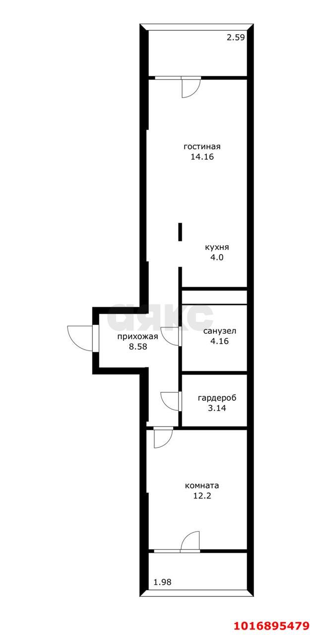 Фото №5: 2-комнатная квартира 50&nbsp;м², 6/19&nbsp;эт. - Сочи, Хостинский, жилой комплекс Кислород, мкр. Бытха, ул. Ясногорская, 16/2к7