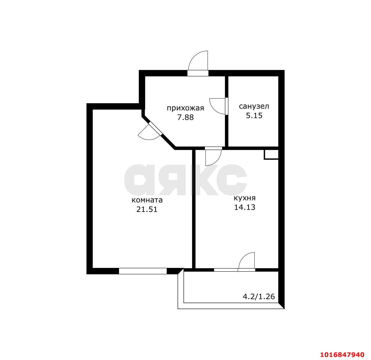 Фото №4: 1-комнатная квартира 52&nbsp;м², 1/19&nbsp;эт. - Краснодар, Западный внутригородской округ, мкр. Фестивальный, ул. Дальняя, 4/2к2
