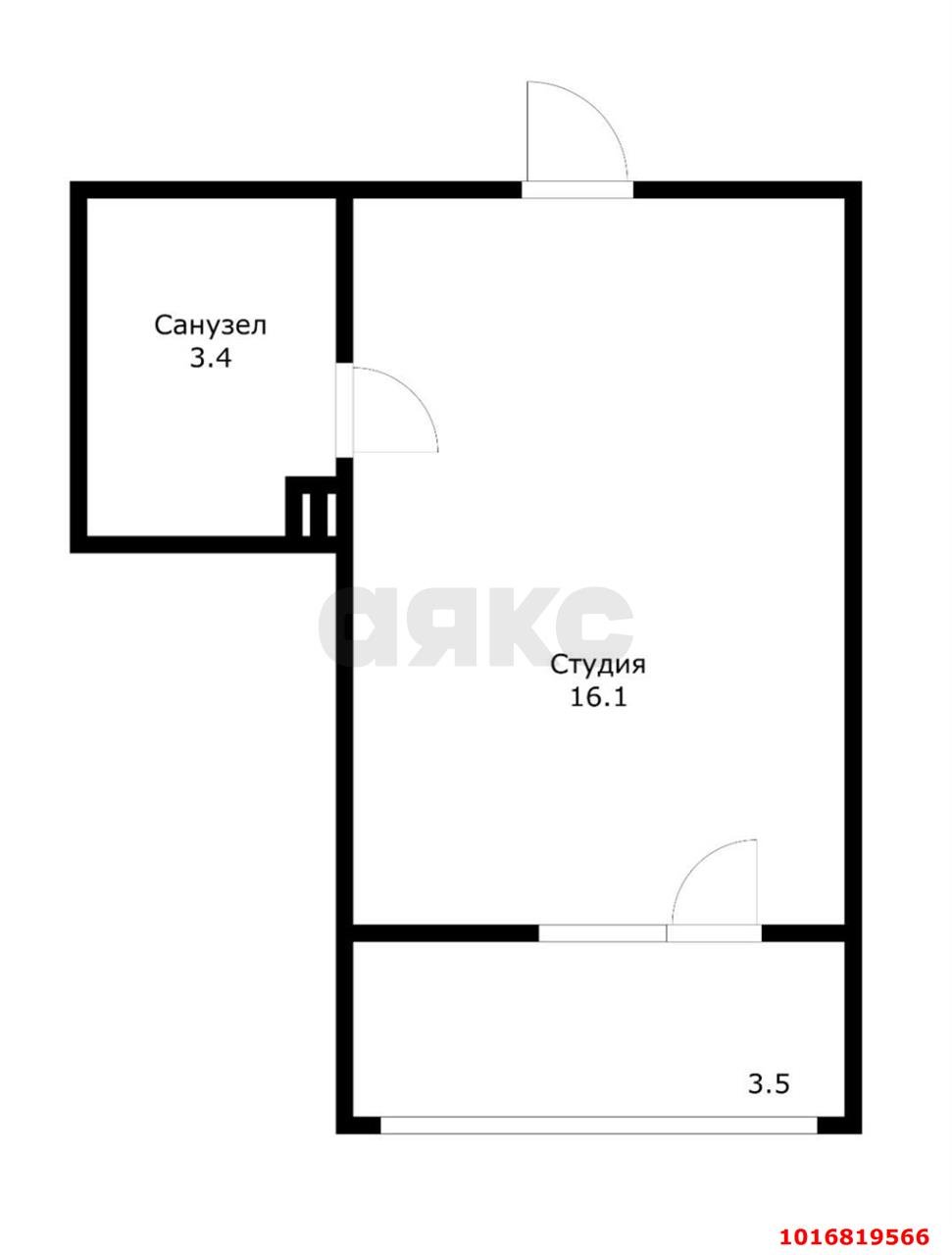 Фото №5: Студия 21&nbsp;м², 4/9&nbsp;эт. - Краснодар, Прикубанский внутригородской округ, мкр. жилой комплекс Южане, ул. Даниила Смоляна, 65к2