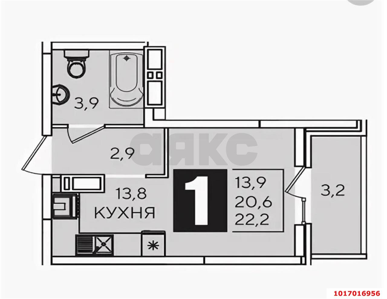Фото №13: Студия 25&nbsp;м², 4/16&nbsp;эт. - Краснодар, Прикубанский внутригородской округ, мкр. жилой комплекс Самолёт-2, ул. Западный Обход, 57к2