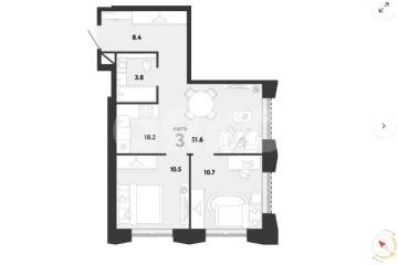 Фото №1: 3-комнатная квартира 51 м², 2/29 эт. - Москва, мкр. ЖК Страна.Заречная,