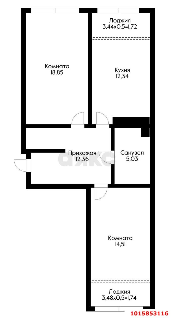 Фото №17: 2-комнатная квартира 64&nbsp;м², 5/24&nbsp;эт. - Краснодар, Центральный внутригородской округ, мкр. Черёмушки, ул. Обрывная, 132/1лит6к22