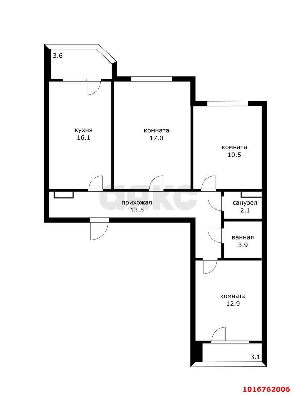 Фото №3: 3-комнатная квартира 82&nbsp;м², 20/23&nbsp;эт. - Краснодар, Карасунский внутригородской округ, Камвольно-суконный Комбинат, мкр. ЖК Урал, ул. Уральская, 87/7