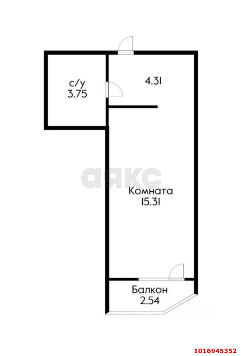Фото №7: Студия 23&nbsp;м², 2/14&nbsp;эт. - Краснодар, Прикубанский внутригородской округ, Россинского, мкр. жилой комплекс Видный, ул. Командорская, 3к2