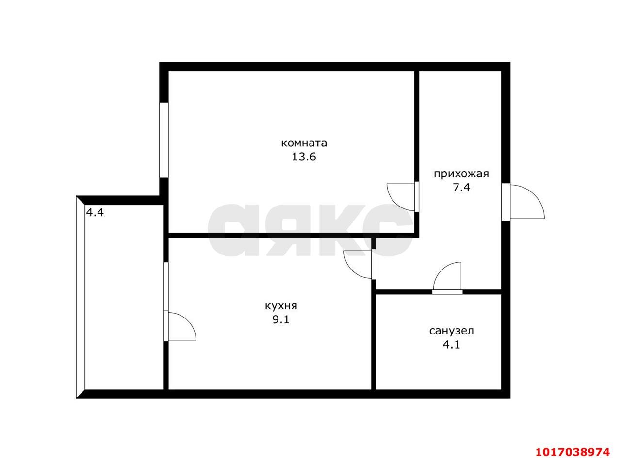 Фото №3: 1-комнатная квартира 38&nbsp;м², 1/4&nbsp;эт. - Ленина, Карасунский внутригородской округ, мкр. территория ДНТ Виктория, ул. Ленина, 24