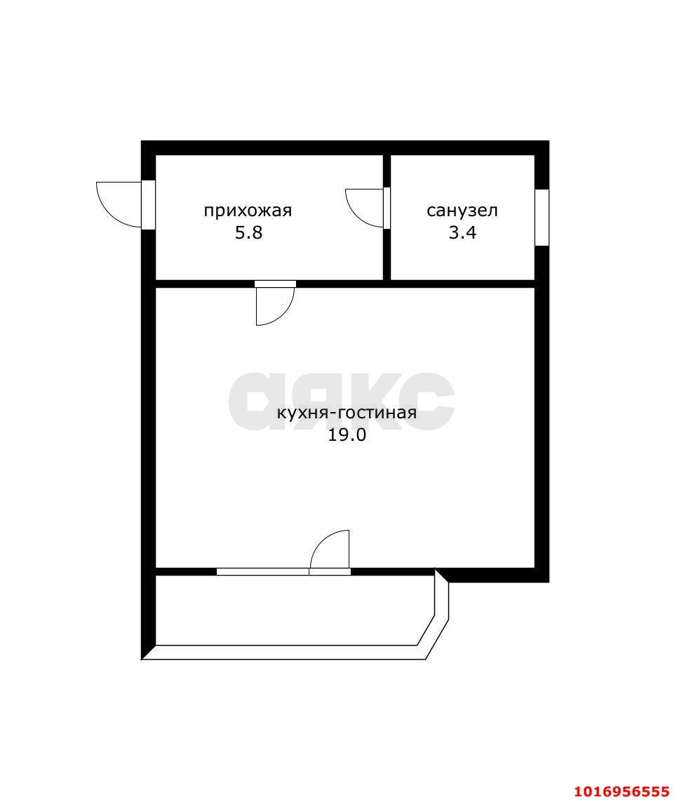 Фото №8: Студия 31&nbsp;м², 1/4&nbsp;эт. - Яблоновский, мкр. ЖК Гагарина-2, ул. Гагарина, 155/1Г