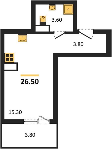 Фото №1: Студия 26&nbsp;м², 6/9&nbsp;эт. - Краснодар, мкр. Прикубанский внутригородской округ