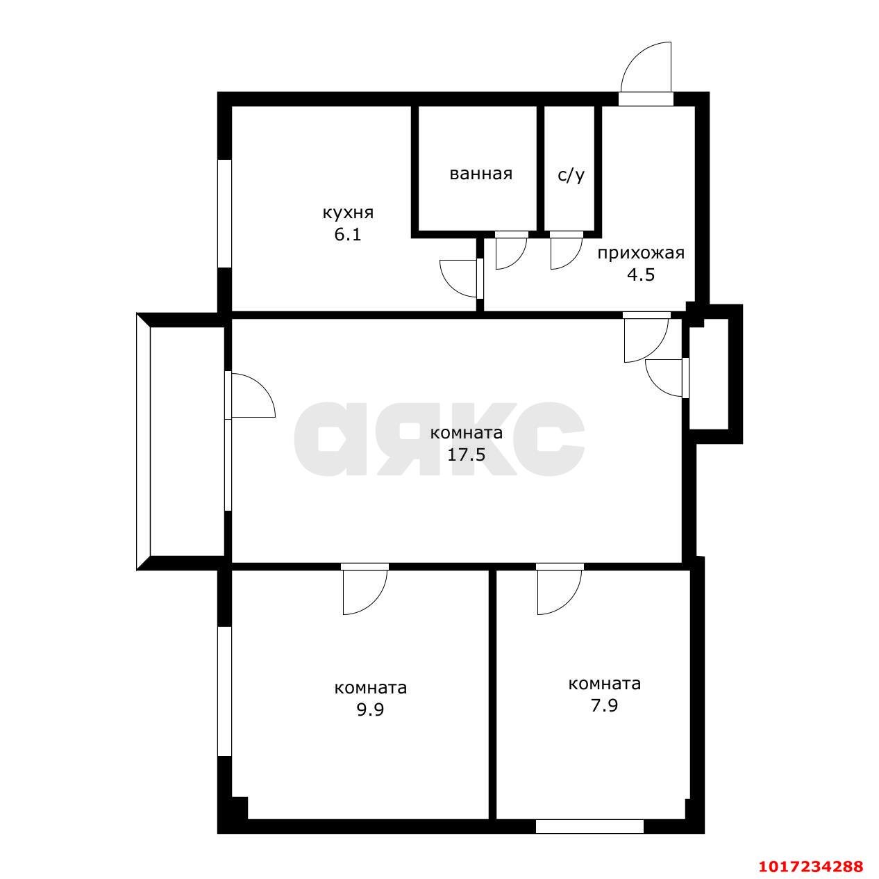 Фото №10: 3-комнатная квартира 53&nbsp;м², 3/5&nbsp;эт. - Краснодар, Карасунский внутригородской округ, мкр. Гидростроителей, ул. Трудовой Славы, 38