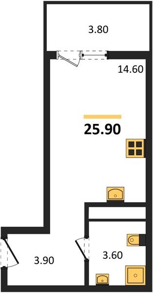 Фото №1: Студия 25&nbsp;м², 6/9&nbsp;эт. - Краснодар, мкр. Прикубанский внутригородской округ