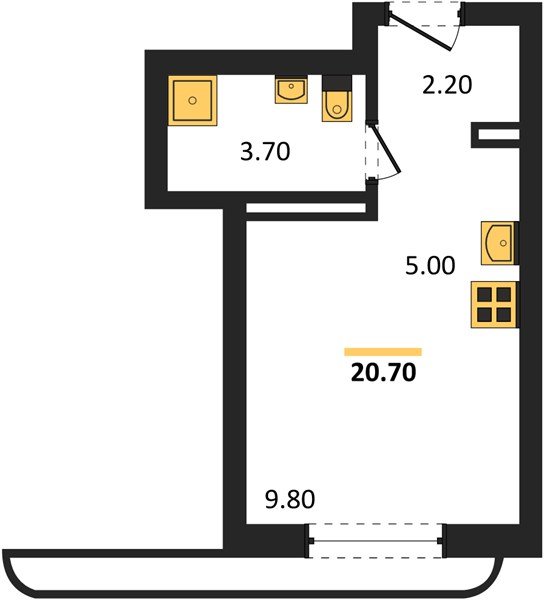 Фото №1: Студия 20&nbsp;м², 15/18&nbsp;эт. - Краснодар, мкр. Прикубанский внутригородской округ