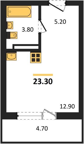 Фото №1: Студия 23&nbsp;м², 3/9&nbsp;эт. - Краснодар, Прикубанский внутригородской округ, мкр. Прикубанский внутригородской округ