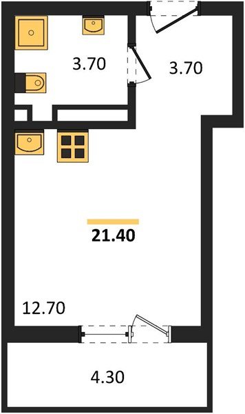 Фото №1: Студия 21&nbsp;м², 4/9&nbsp;эт. - Краснодар, Прикубанский внутригородской округ, мкр. Прикубанский внутригородской округ