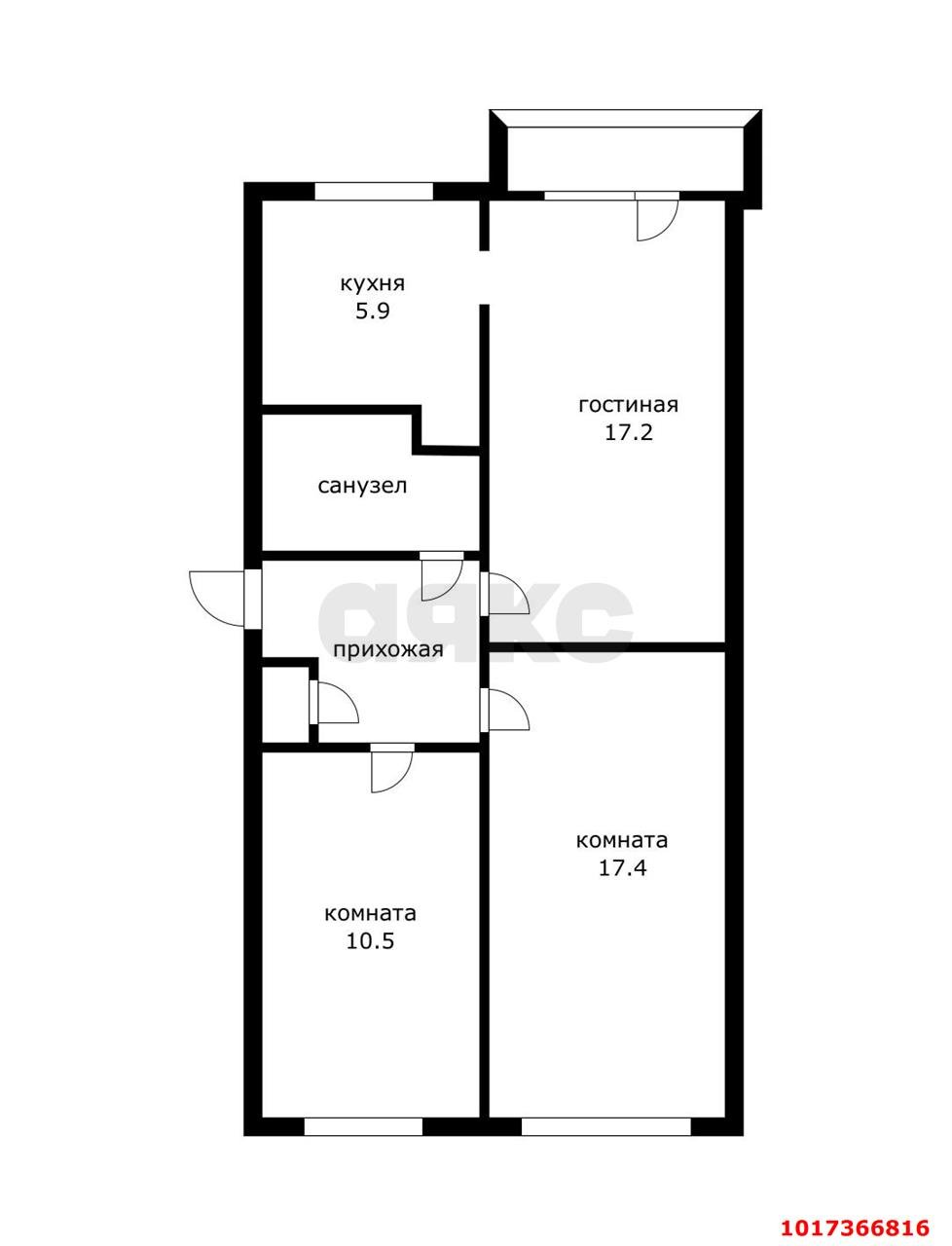 Фото №17: 3-комнатная квартира 64&nbsp;м², 5/5&nbsp;эт. - Краснодар, Карасунский внутригородской округ, мкр. Гидростроителей, ул. Трудовой Славы, 21