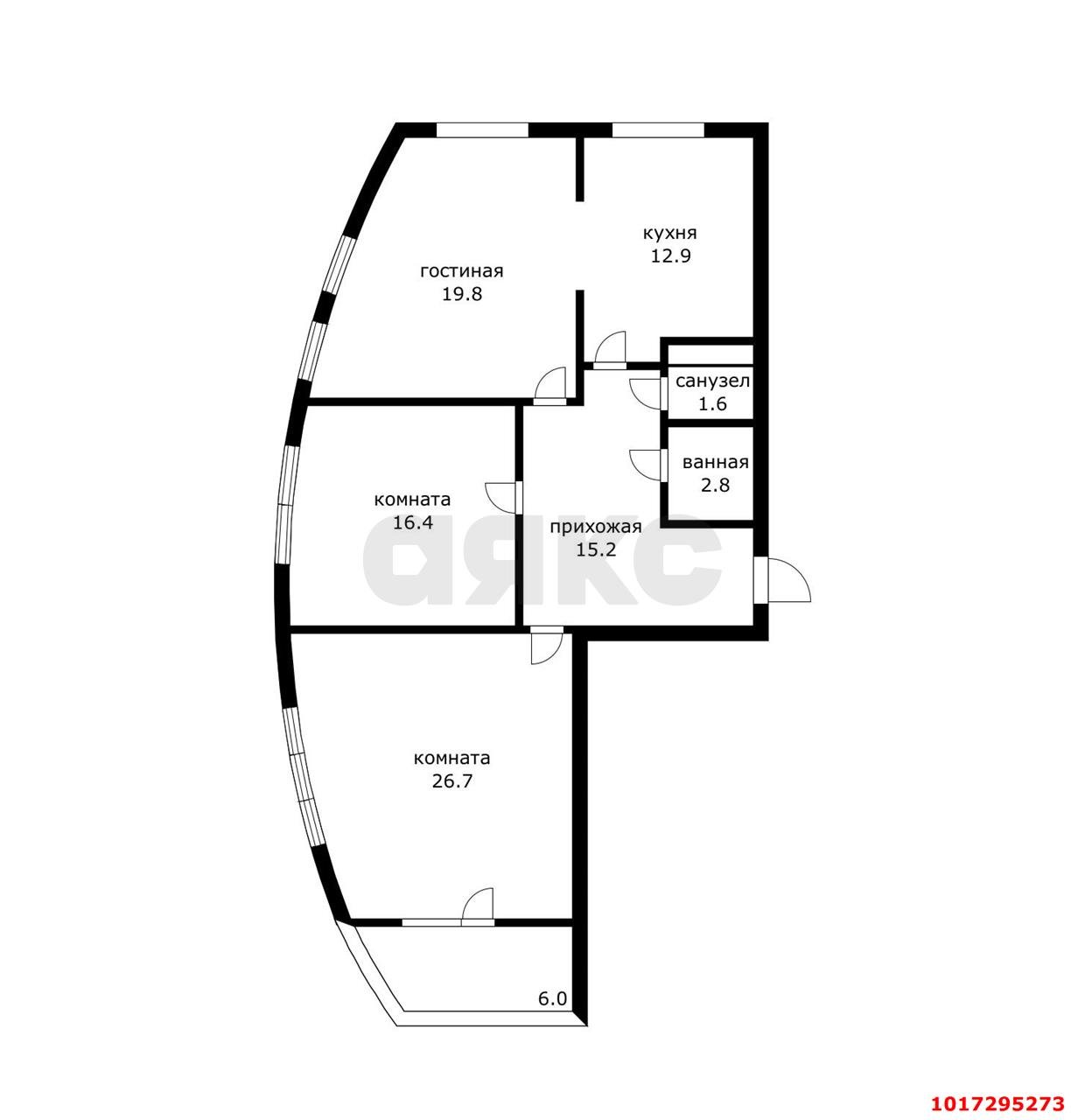 Фото №7: 3-комнатная квартира 100&nbsp;м², 24/24&nbsp;эт. - Краснодар, Карасунский внутригородской округ, мкр. Почтовый, ул. имени Валерия Гассия, 4/7к4