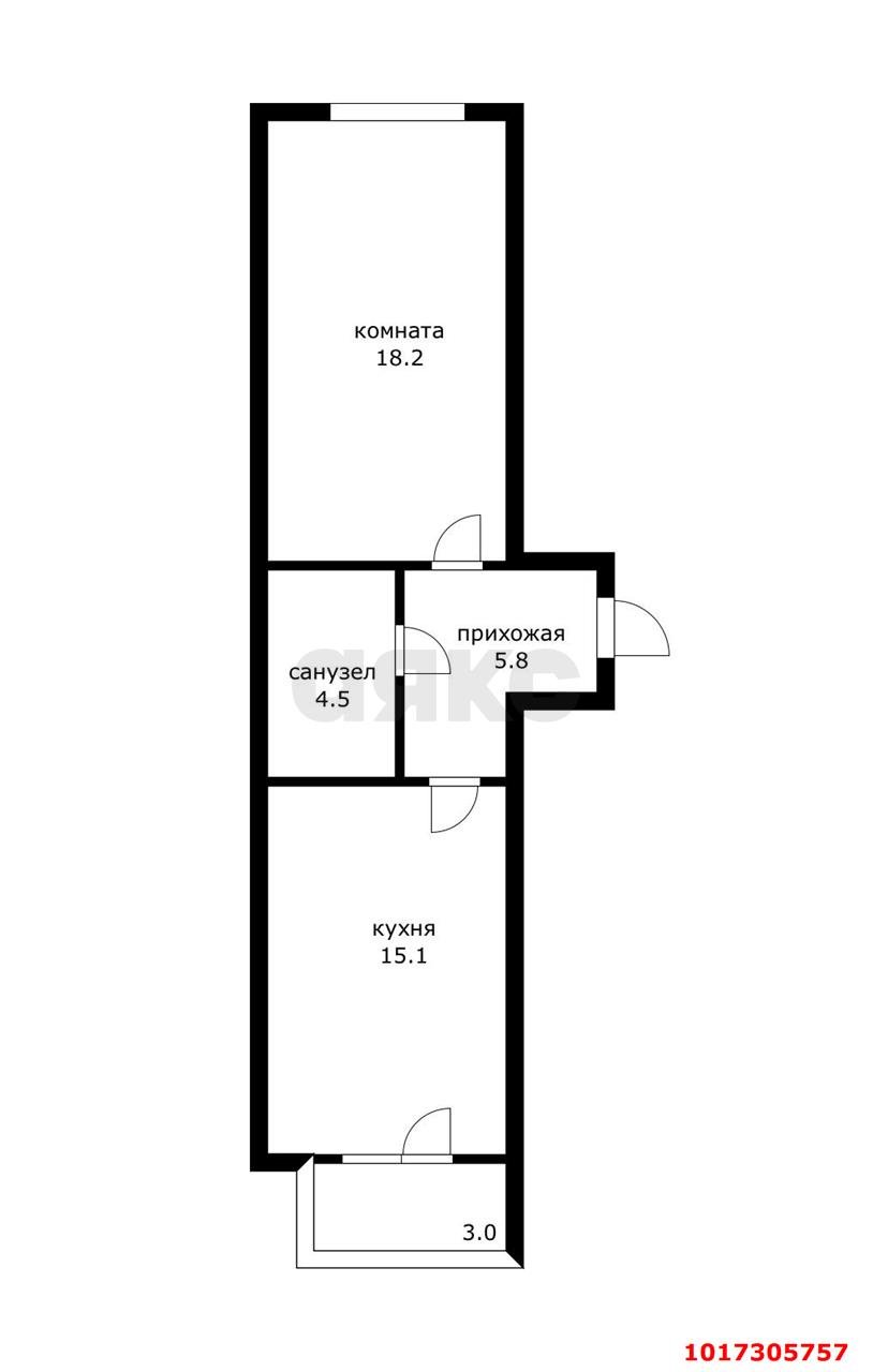 Фото №12: 1-комнатная квартира 43&nbsp;м², 4/6&nbsp;эт. - Краснодар, мкр. Прикубанский внутригородской округ, ул. Тепличная, 78к1