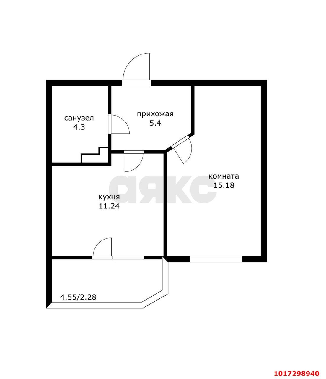 Фото №6: 1-комнатная квартира 32&nbsp;м², 2/22&nbsp;эт. - Краснодар, Прикубанский внутригородской округ, мкр. Достояние, ул. Григория Булгакова, 7
