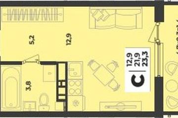 Фото №1: Студия 23 м², 7/9 эт. - Краснодар, мкр. жилой комплекс Зелёная Территория,