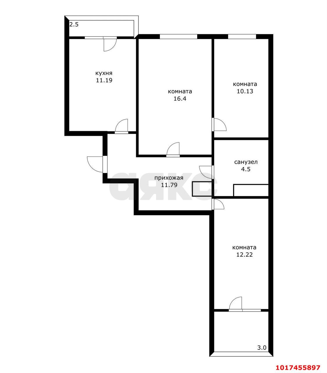 Фото №15: 3-комнатная квартира 71&nbsp;м², 10/10&nbsp;эт. - Краснодар, Прикубанский внутригородской округ, мкр. Славянский, ул. Красных Партизан, 81