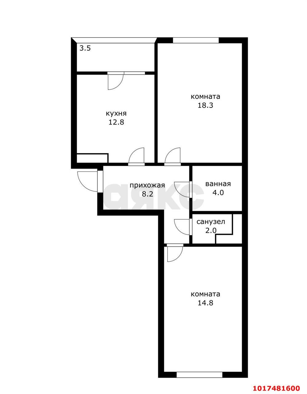Фото №14: 2-комнатная квартира 63&nbsp;м², 22/22&nbsp;эт. - Краснодар, Карасунский внутригородской округ, мкр. Почтовый, ул. имени Валерия Гассия, 5
