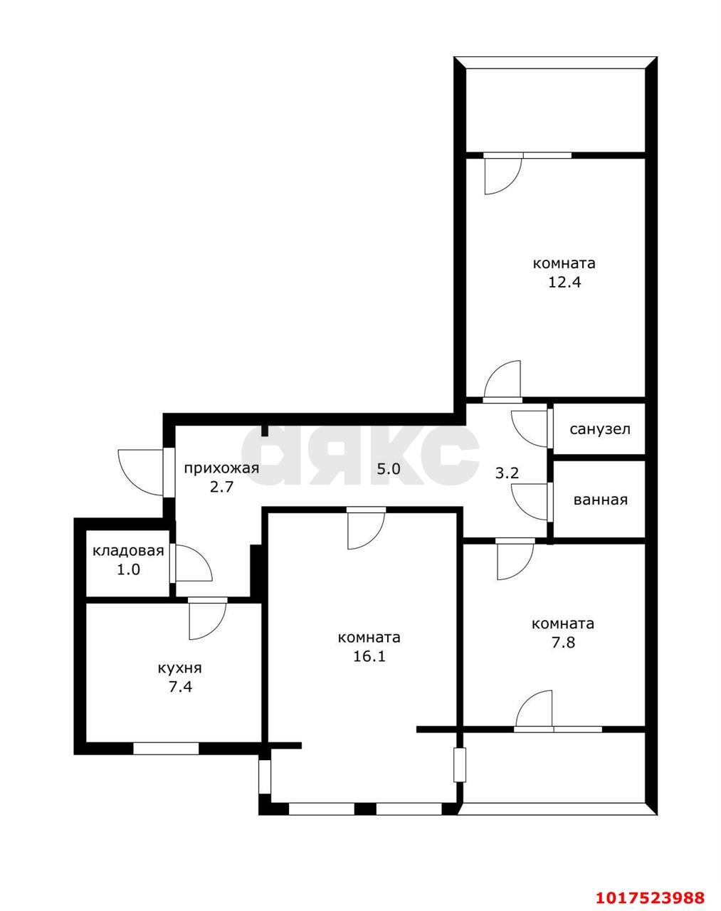 Фото №8: 3-комнатная квартира 65&nbsp;м², 5/9&nbsp;эт. - Краснодар, Центральный внутригородской округ, мкр. Центральный, ул. Гудимы, 32