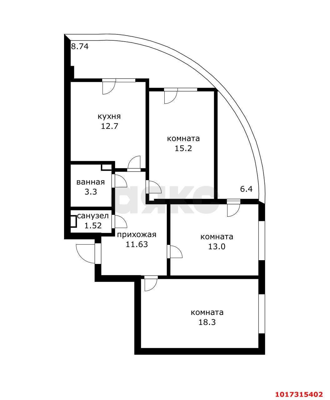 Фото №14: 3-комнатная квартира 91&nbsp;м², 9/22&nbsp;эт. - Краснодар, Прикубанский внутригородской округ, мкр. Достояние, ул. Григория Булгакова, 19к1