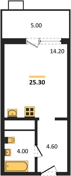 Фото №1: Студия 25&nbsp;м², 14/16&nbsp;эт. - Яблоновский, мкр. ЖК Мегасити