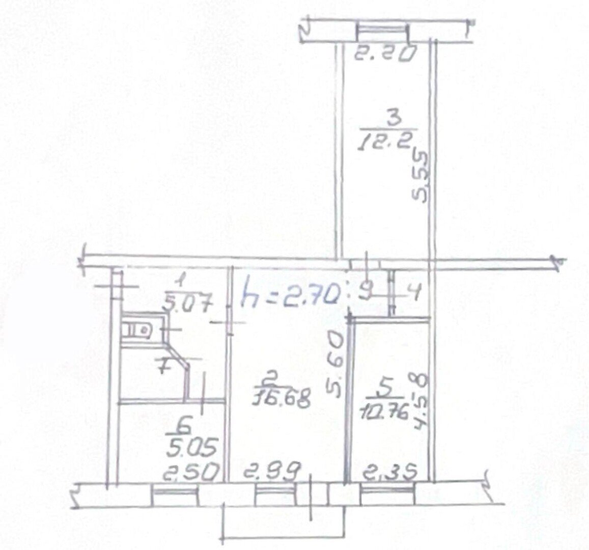 Фото №10: 3-комнатная квартира 55&nbsp;м², 5/5&nbsp;эт. - Мариуполь, р. Ильичёвский, пр-кт Металлургов, 221