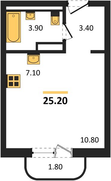 Фото №1: Студия 25&nbsp;м², 9/18&nbsp;эт. - Краснодар, Прикубанский внутригородской округ, мкр. ЖК Грейд