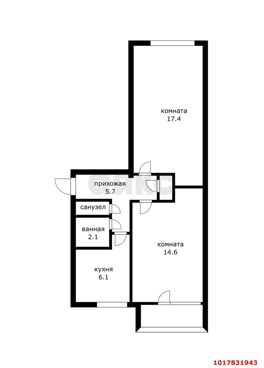 Фото №9: 2-комнатная квартира 47&nbsp;м², 2/5&nbsp;эт. - Краснодар, Центральный внутригородской округ, мкр. Черёмушки, ул. Айвазовского, 77