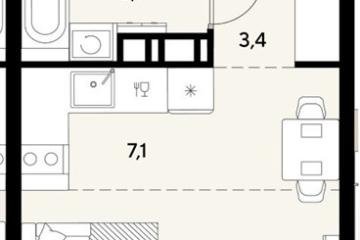 Фото №1: Студия 25 м², 3/18 эт. - Краснодар, мкр. ЖК Грейд,