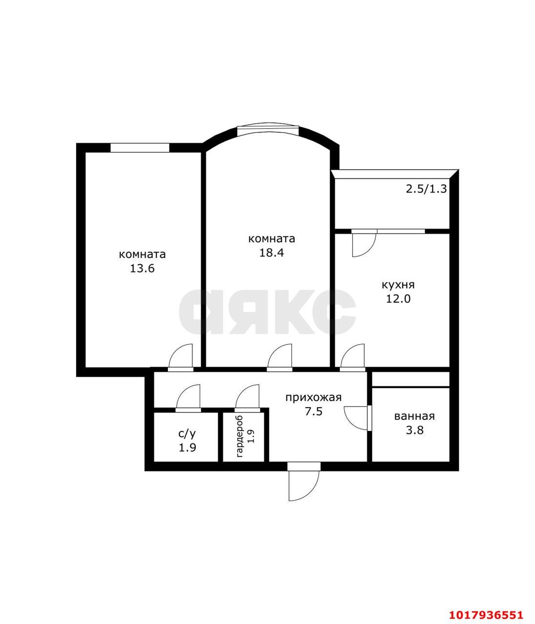 Фото №4: 2-комнатная квартира 65&nbsp;м², 2/16&nbsp;эт. - Краснодар, Центральный внутригородской округ, мкр. Школьный, ул. 9 Мая, 48/1к2