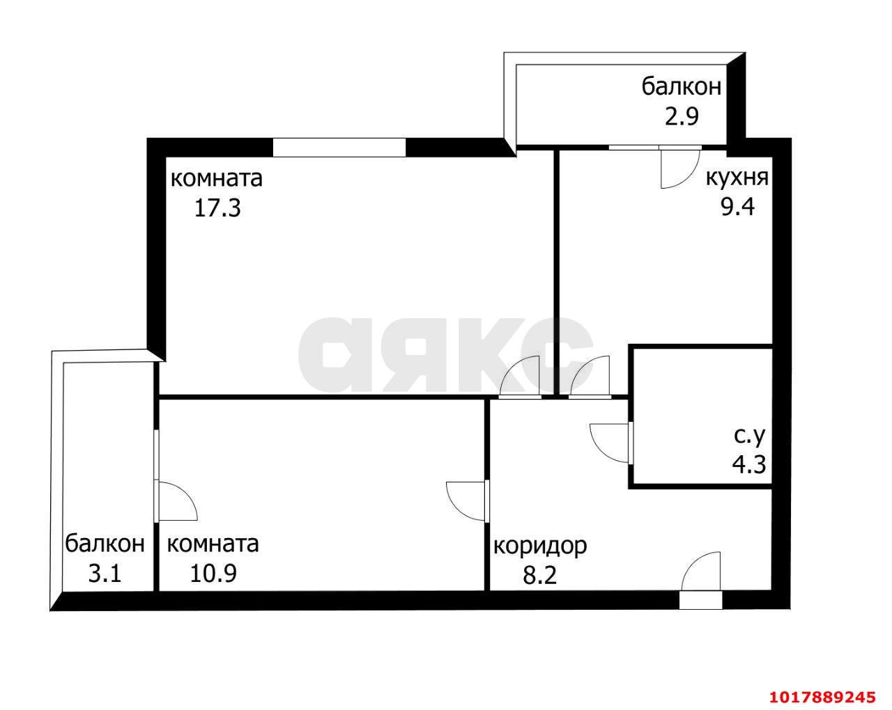 Фото №7: 2-комнатная квартира 56&nbsp;м², 2/9&nbsp;эт. - Краснодар, Прикубанский внутригородской округ, мкр. Музыкальный, ул. имени С.В. Рахманинова, 28