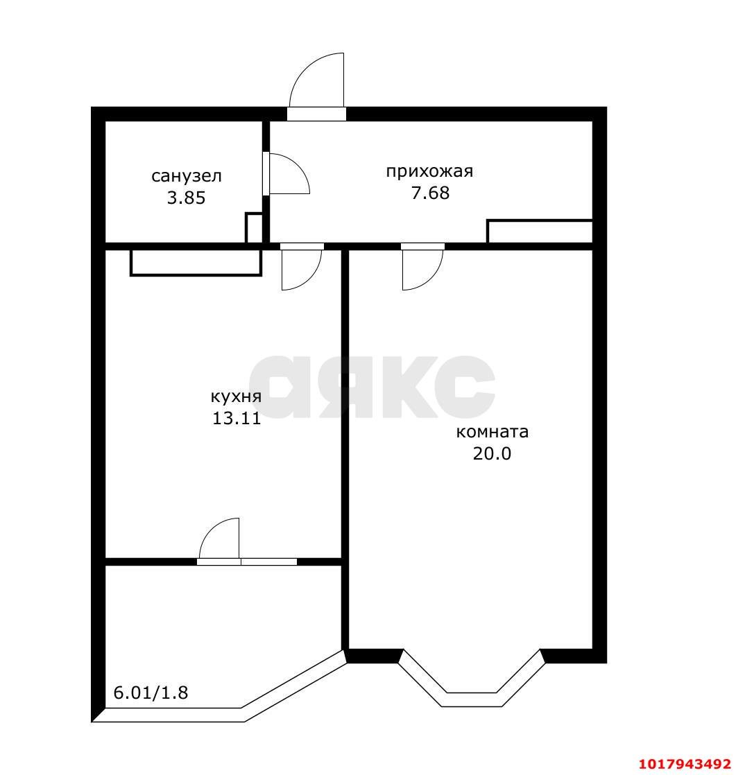Фото №9: 1-комнатная квартира 50&nbsp;м², 13/16&nbsp;эт. - Краснодар, Прикубанский внутригородской округ, Фестивальный, ЖК Екатеринодар, мкр. Солнечный, ул. Архитектора Петина, 14